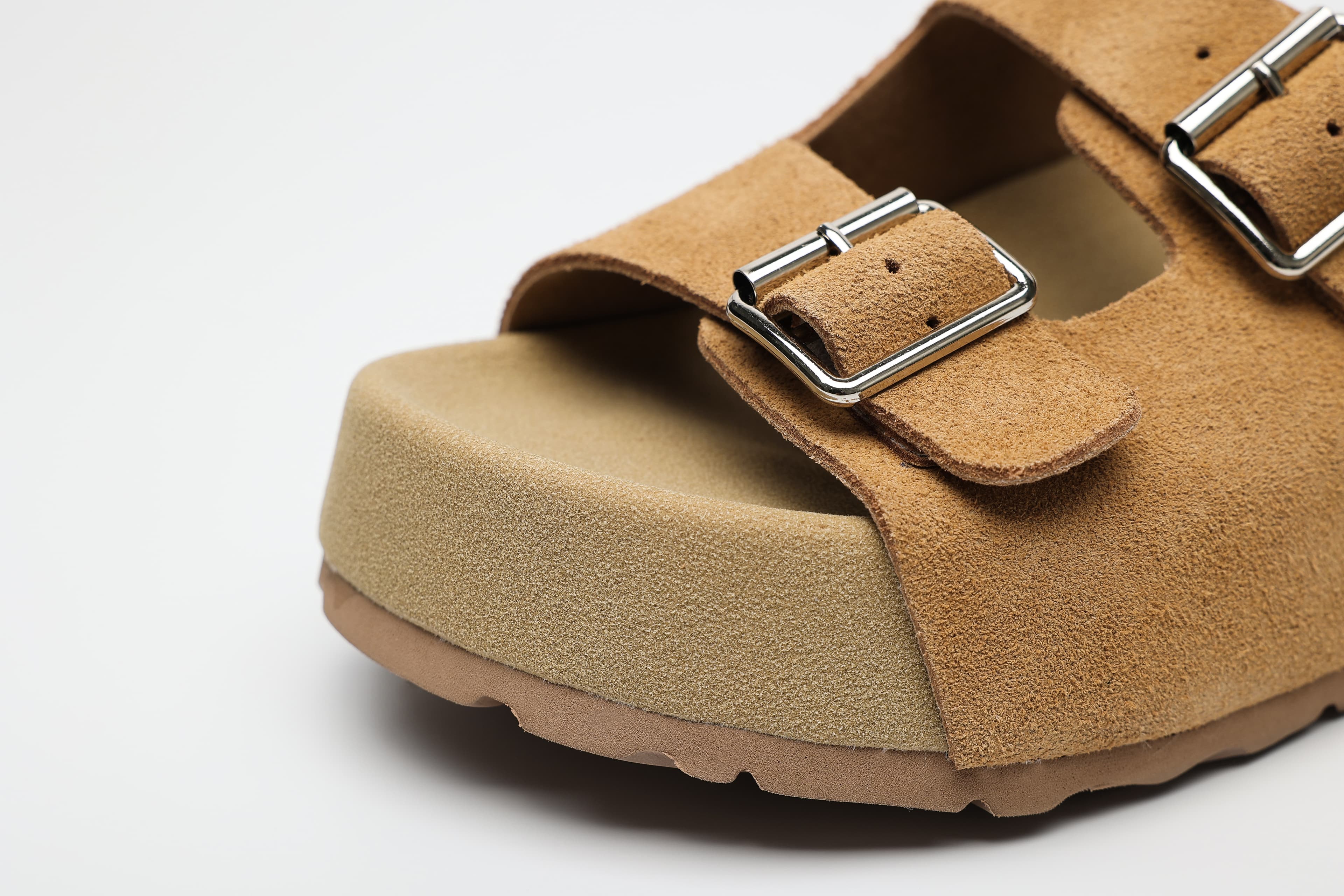 Double Buckle Cow Suede Platform Slide Sandals supporting product image 4
