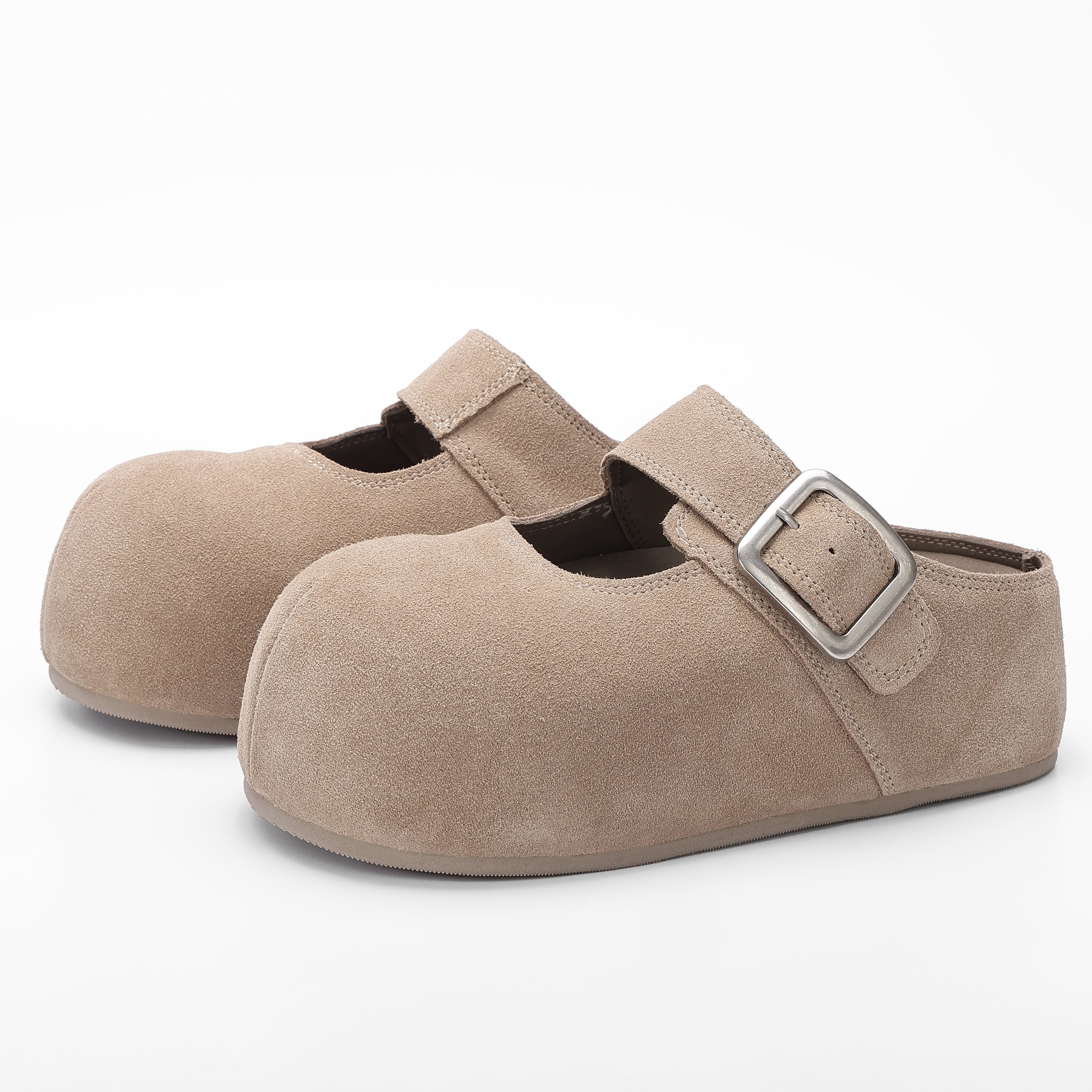 Buckle Closed Toe Cow Suede Comfort Clogs supporting product image 3