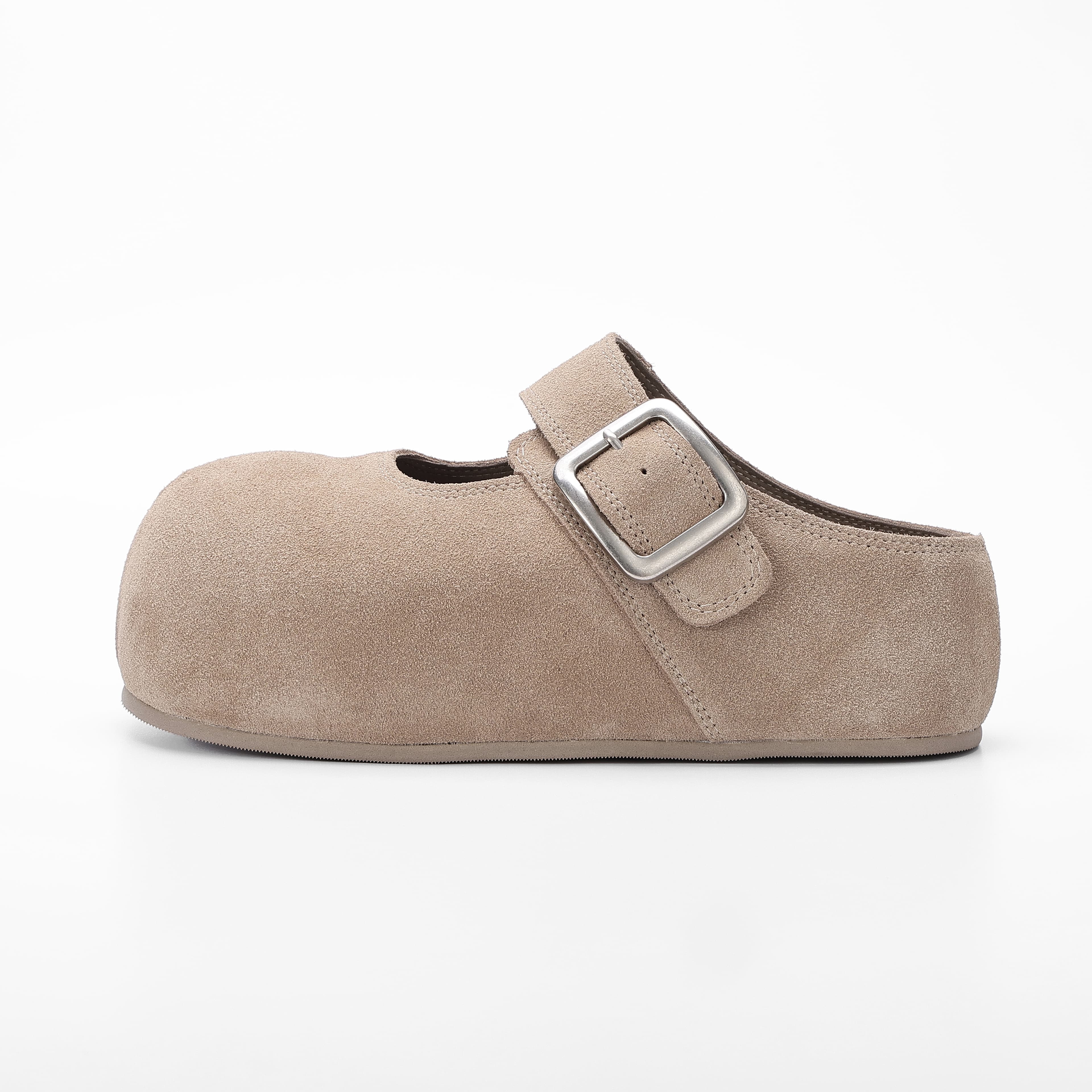 Buckle Closed Toe Cow Suede Comfort Clogs supporting product image 4