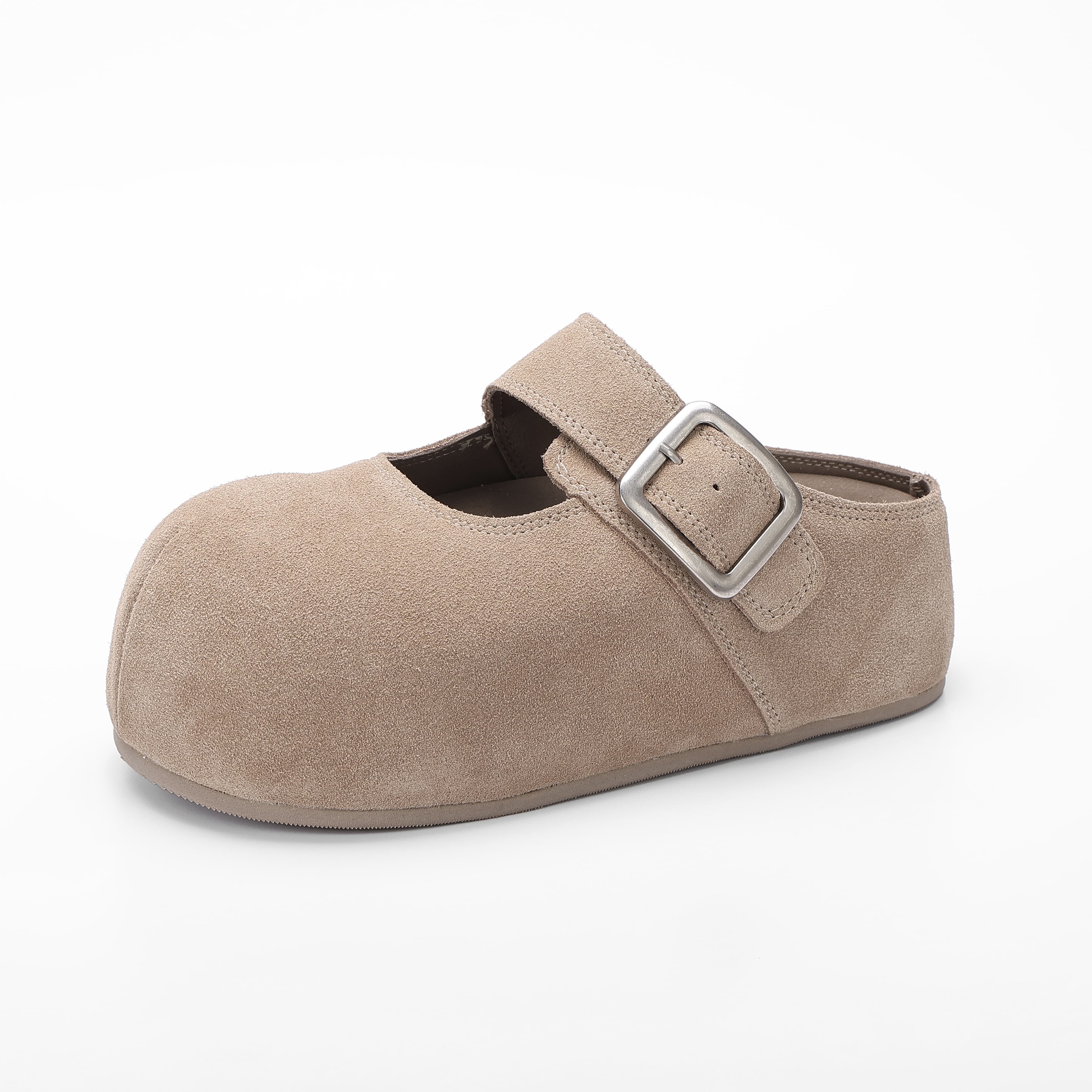 Buckle Closed Toe Cow Suede Comfort Clogs wholesale footwear style