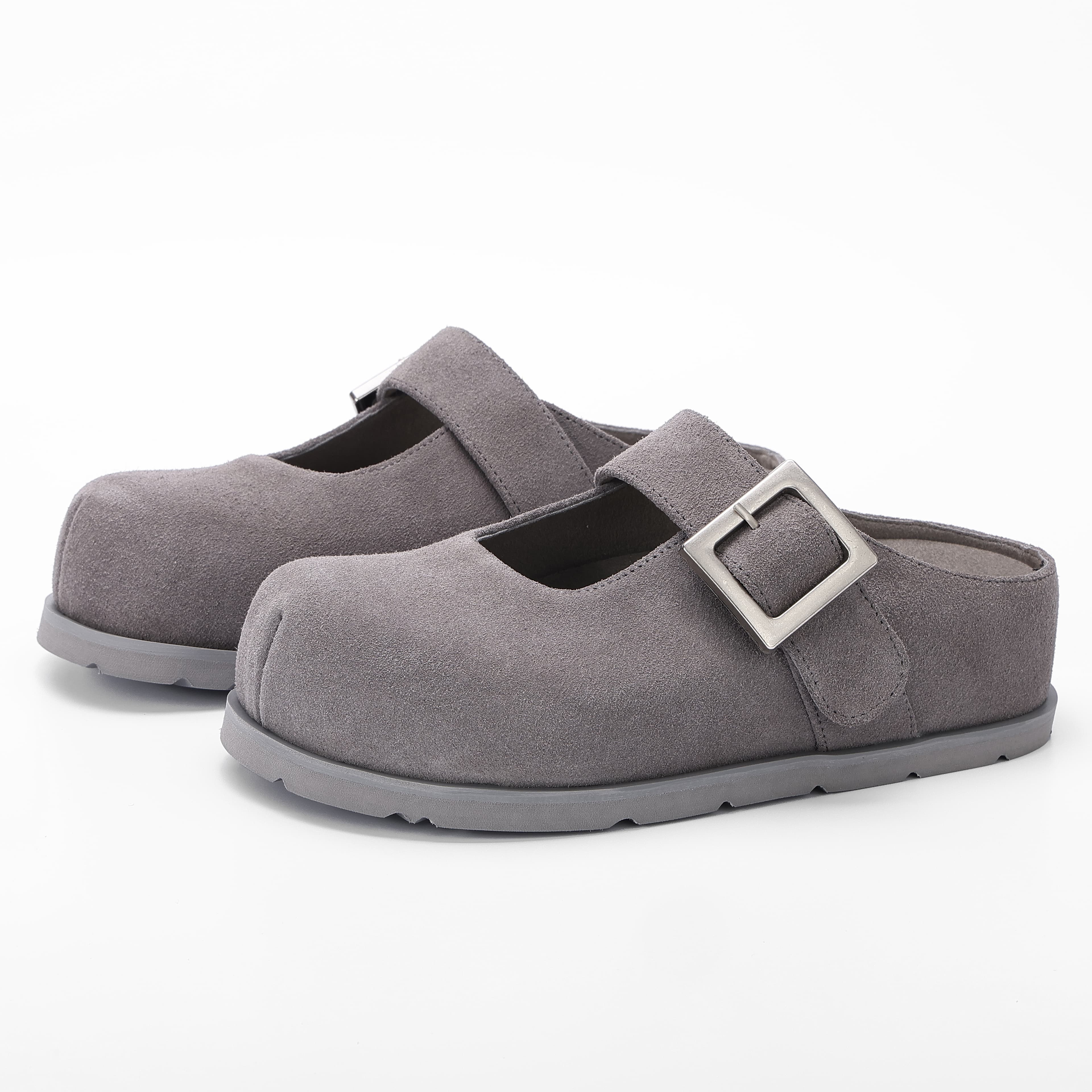 Closed Toe Buckle Cow Suede Comfort Clogs supporting product image 1