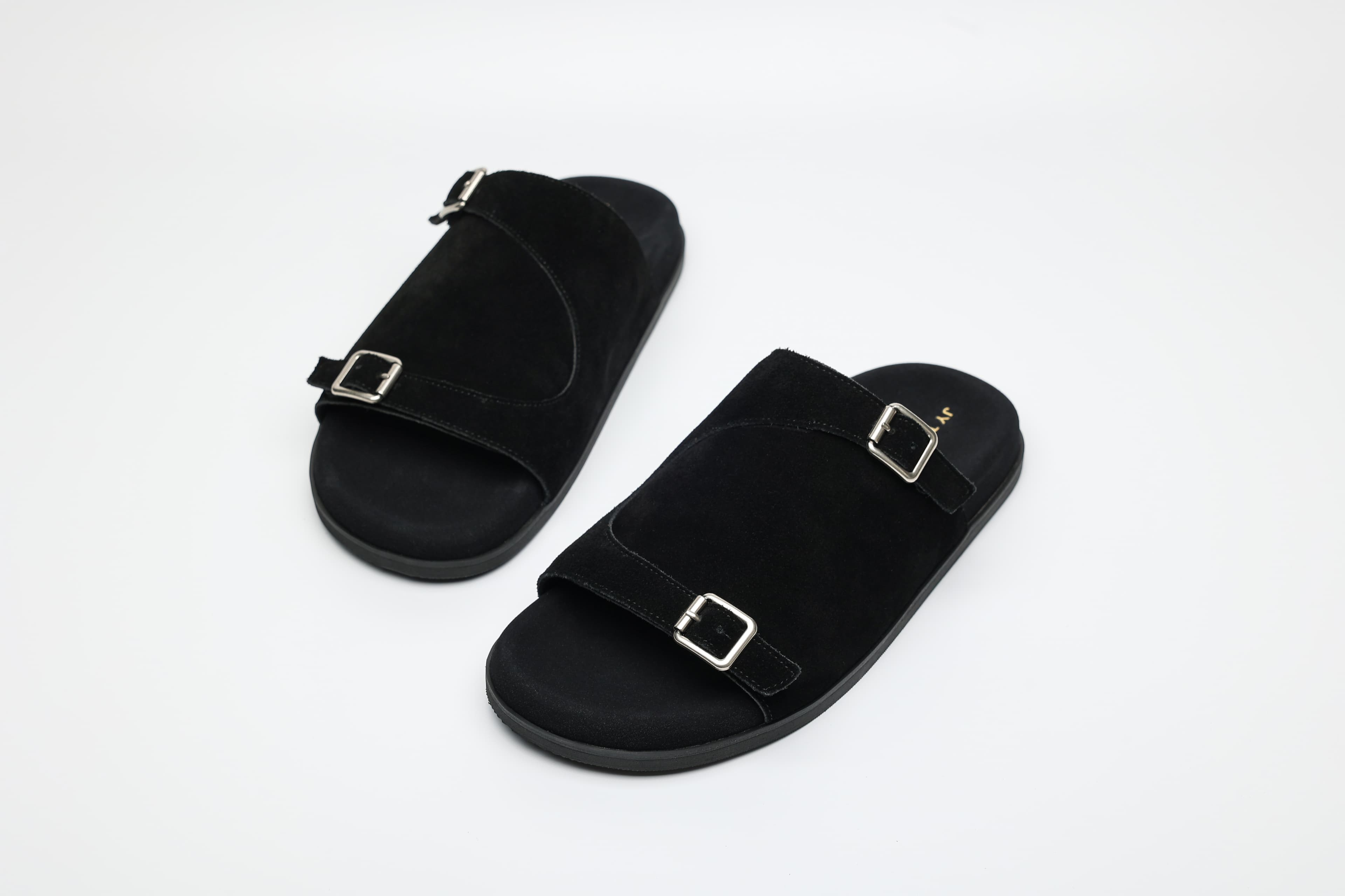Single Buckle Cow Suede Comfort Slides supporting product image 1