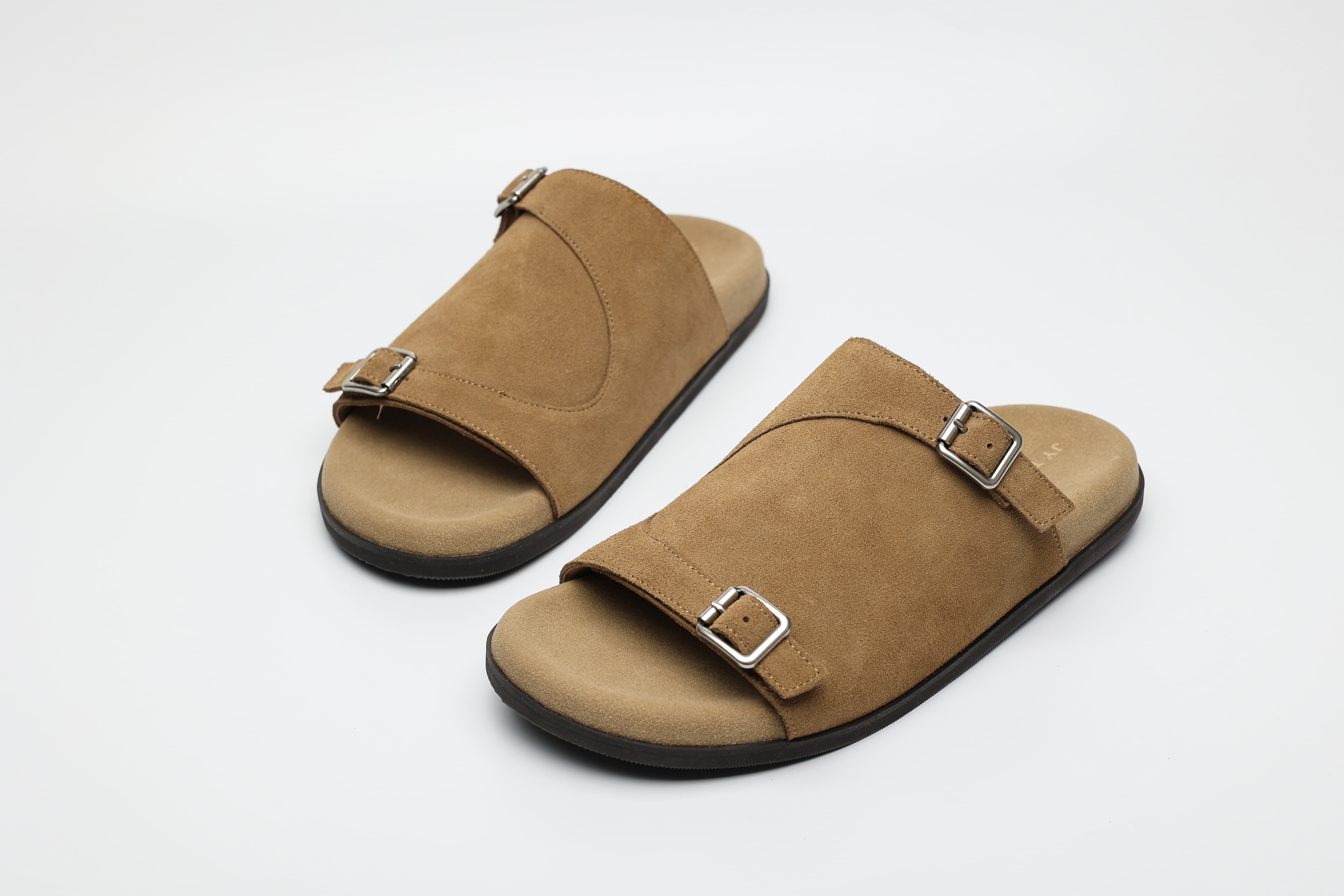 Single Buckle Cow Suede Comfort Slides wholesale footwear style