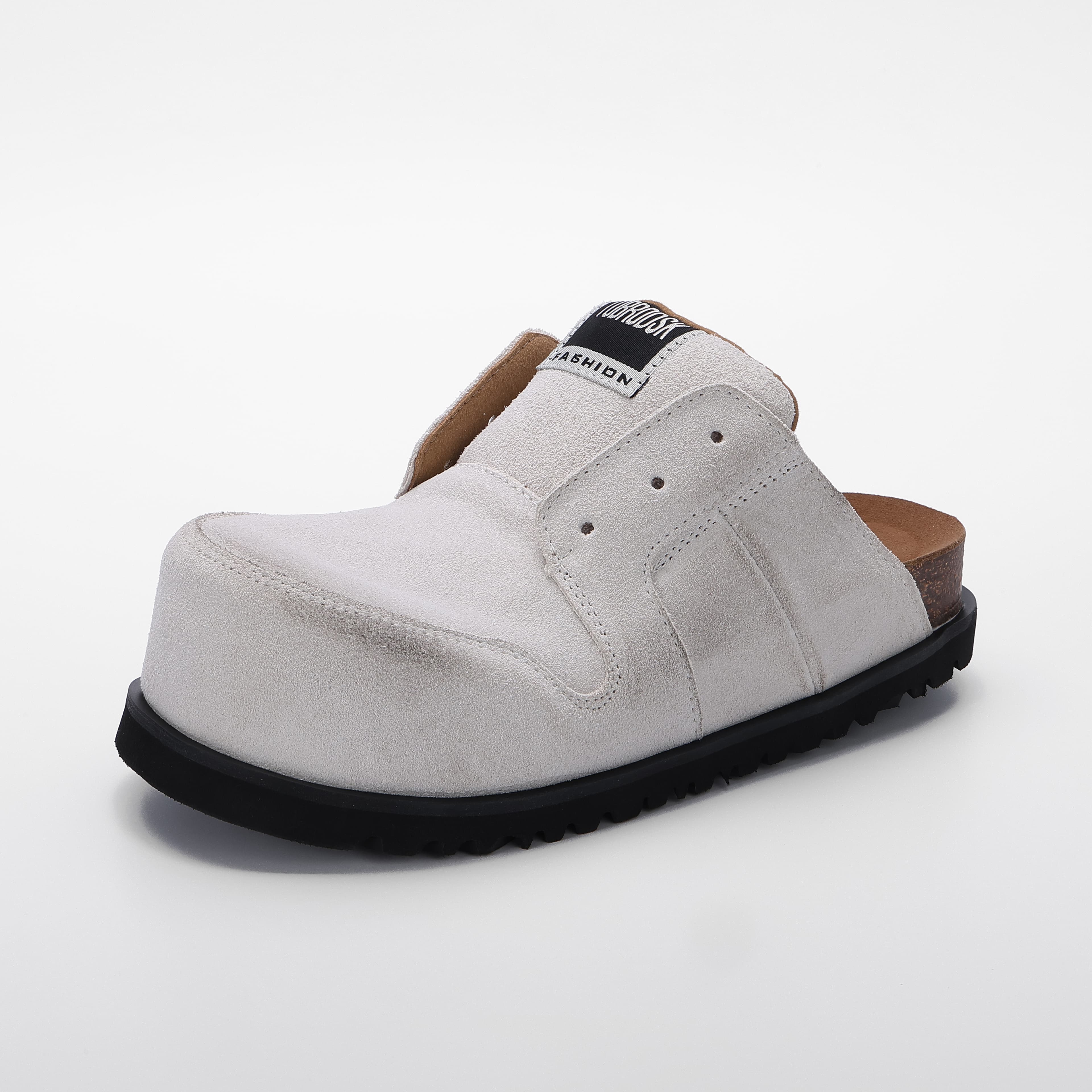 Closed Toe Cow Suede Mule Clogs with Contrast Sole supporting product image 1