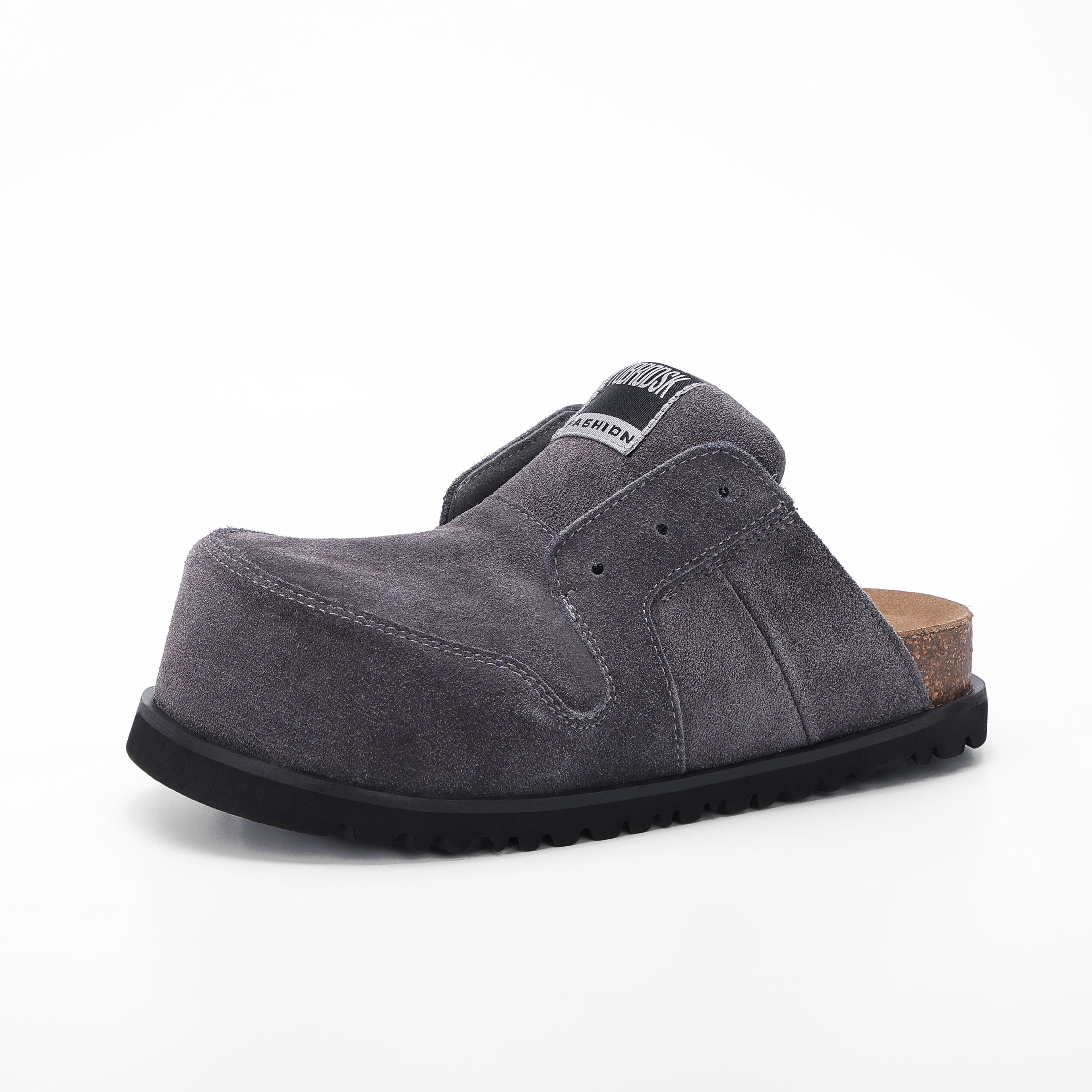 Closed Toe Cow Suede Mule Clogs with Contrast Sole supporting product image 3