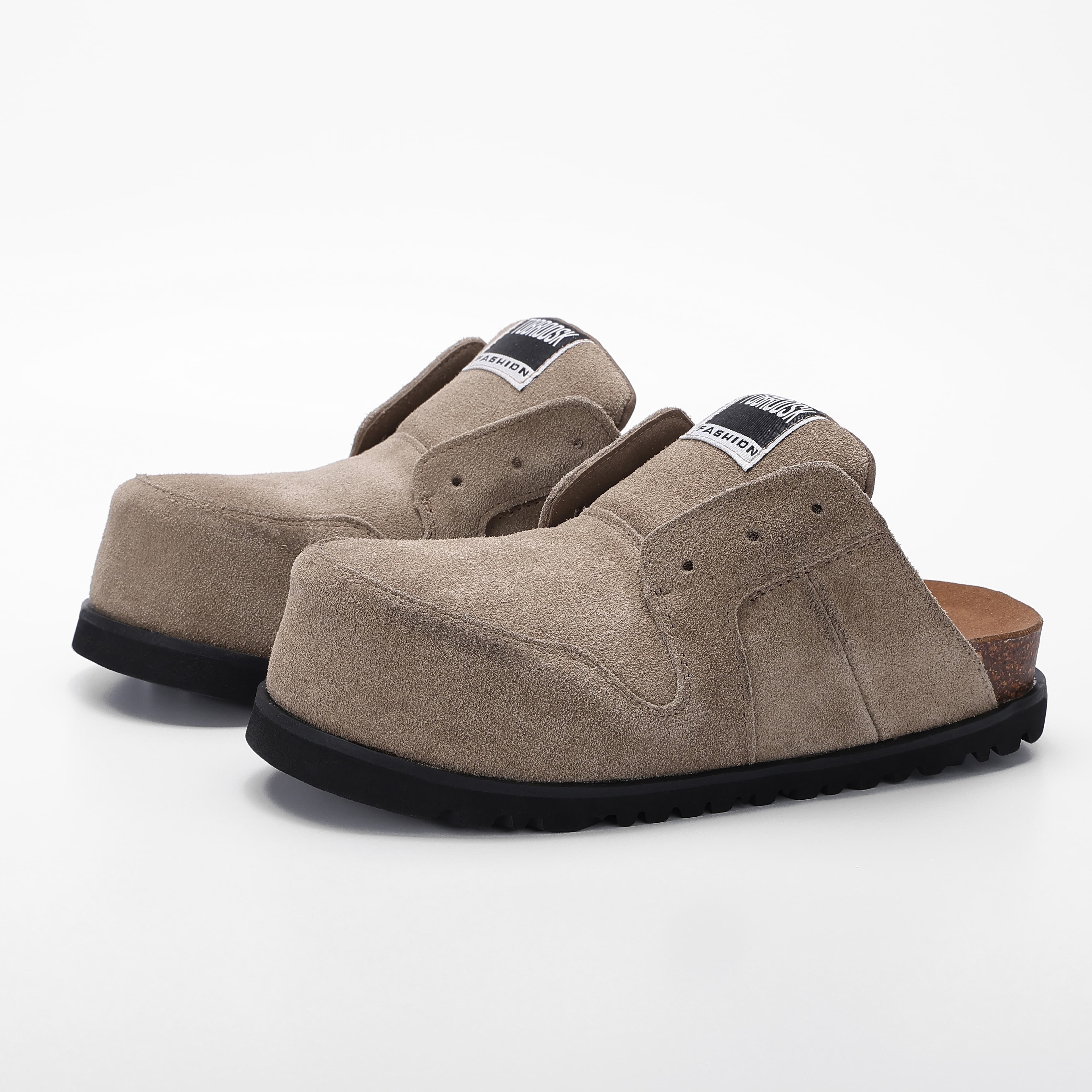 Closed Toe Cow Suede Mule Clogs with Contrast Sole supporting product image 4