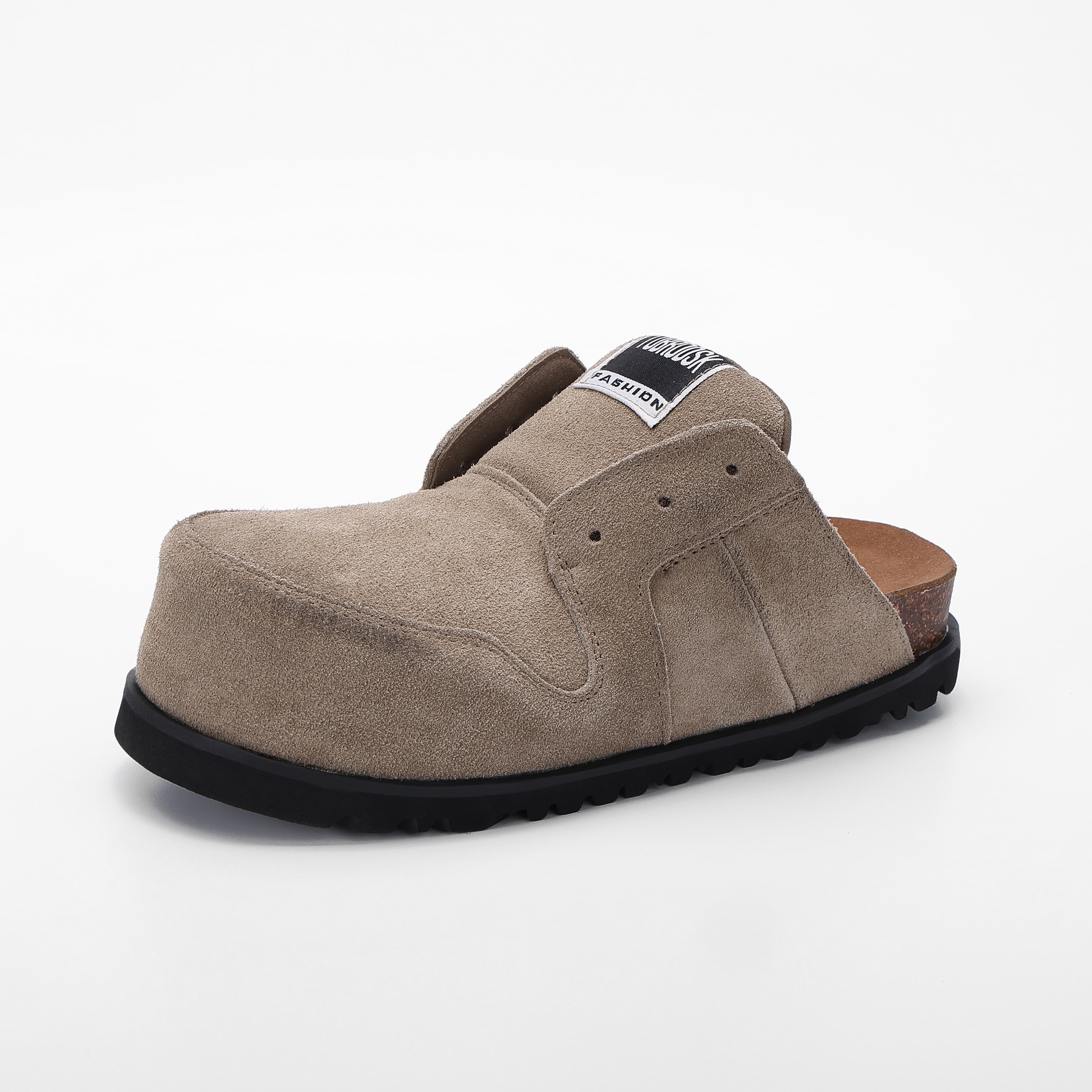 Closed Toe Cow Suede Mule Clogs with Contrast Sole wholesale footwear style