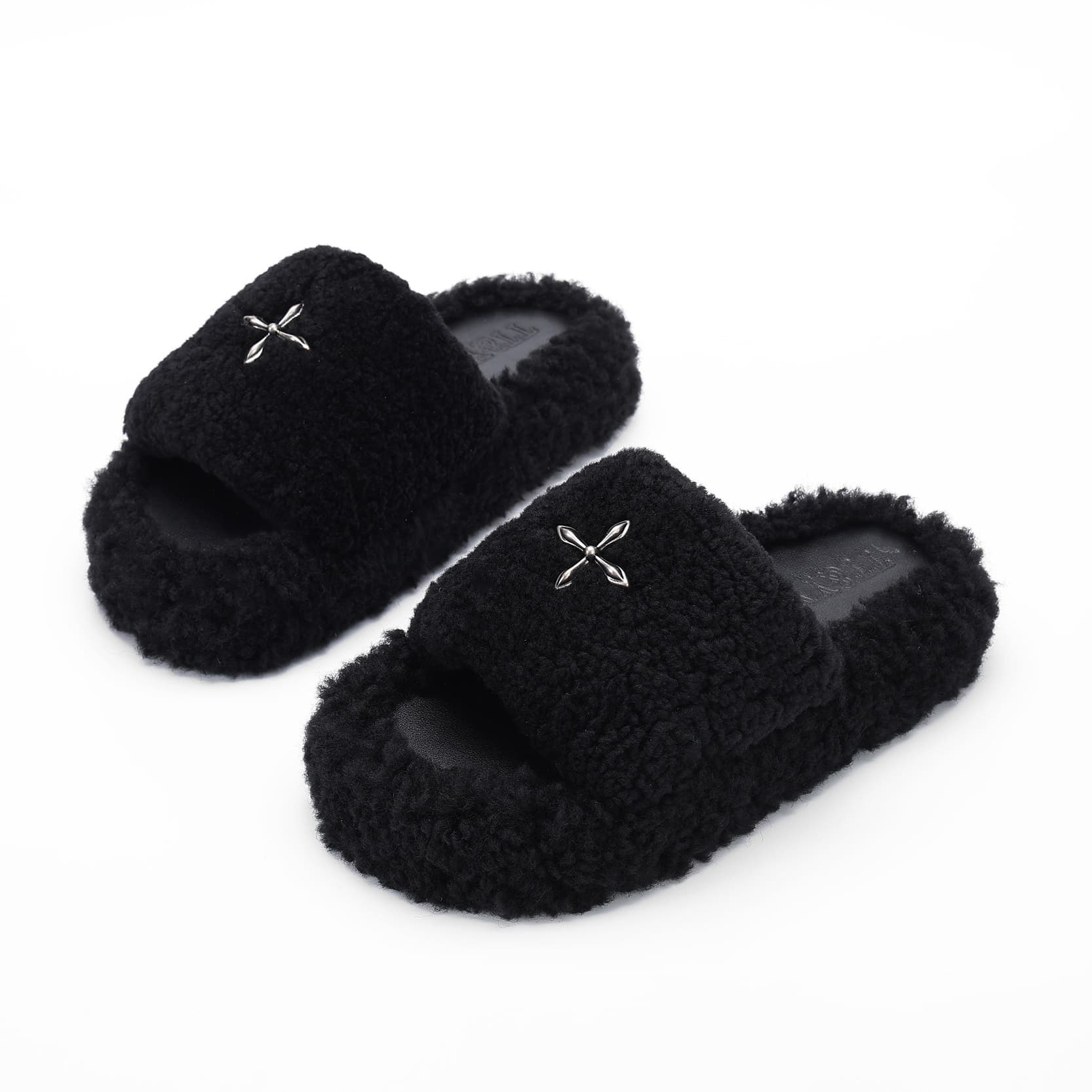 Genuine Lambswool Cross Strap Slides wholesale footwear style