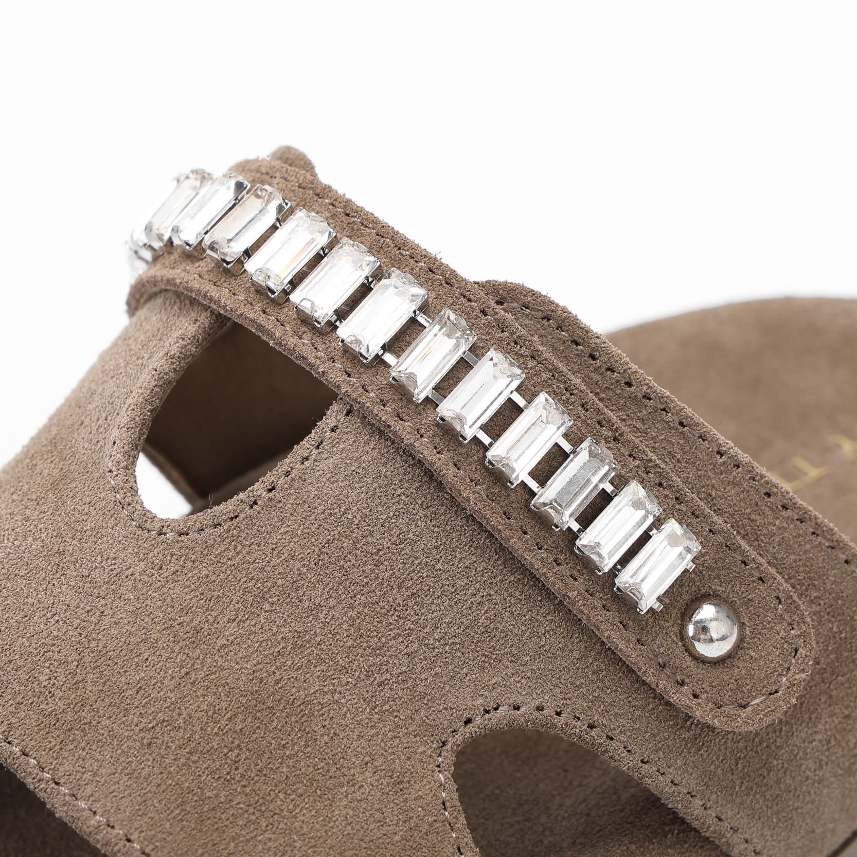 Rhinestone Strap Cow Suede Comfort Slides supporting product image 4