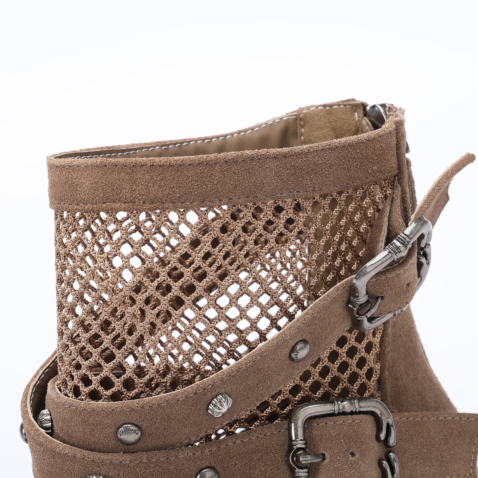 Mesh Ankle Thong Sandals with Cow Suede Trim supporting product image 3