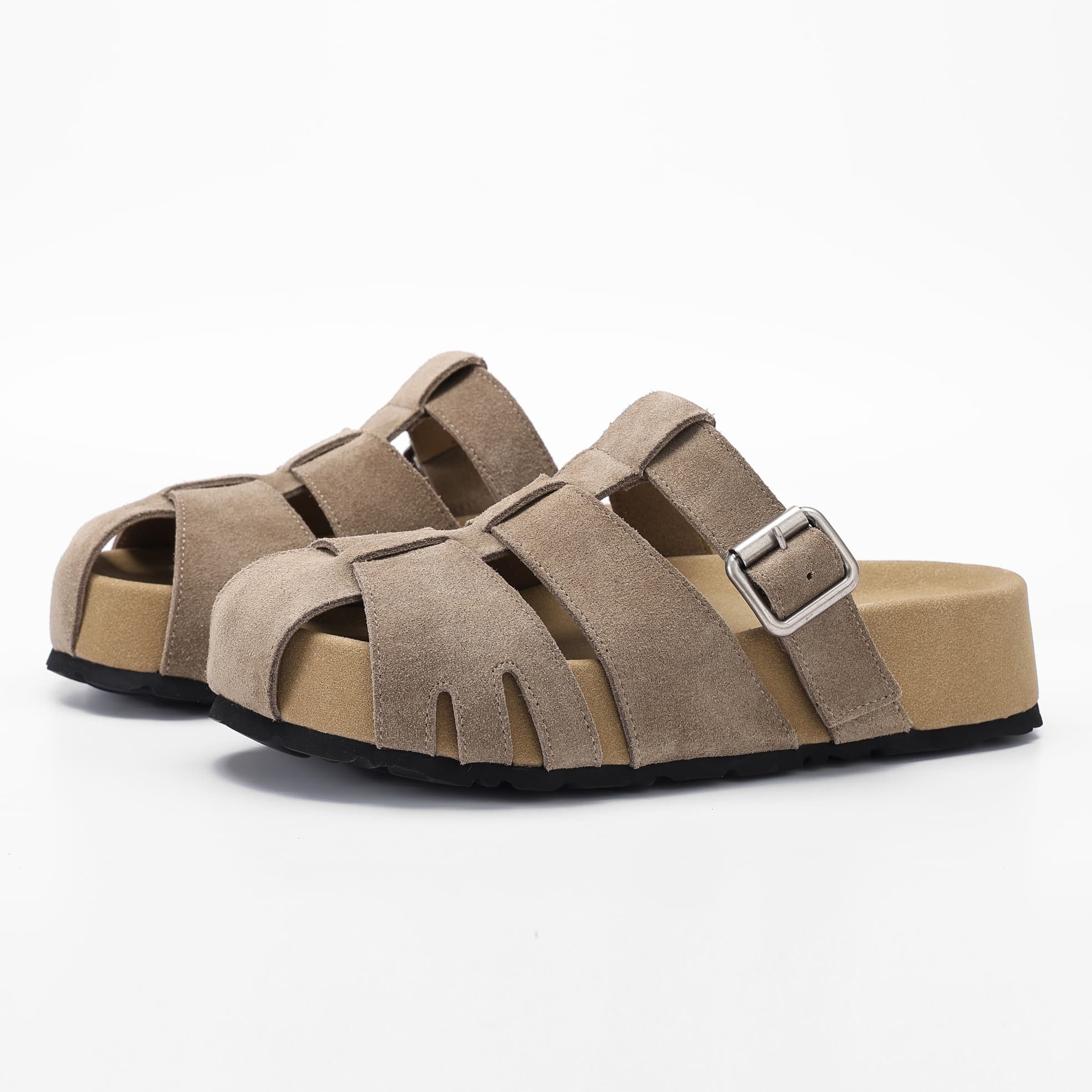 Woven Cow Suede Platform Footbed Sandals supporting product image 2