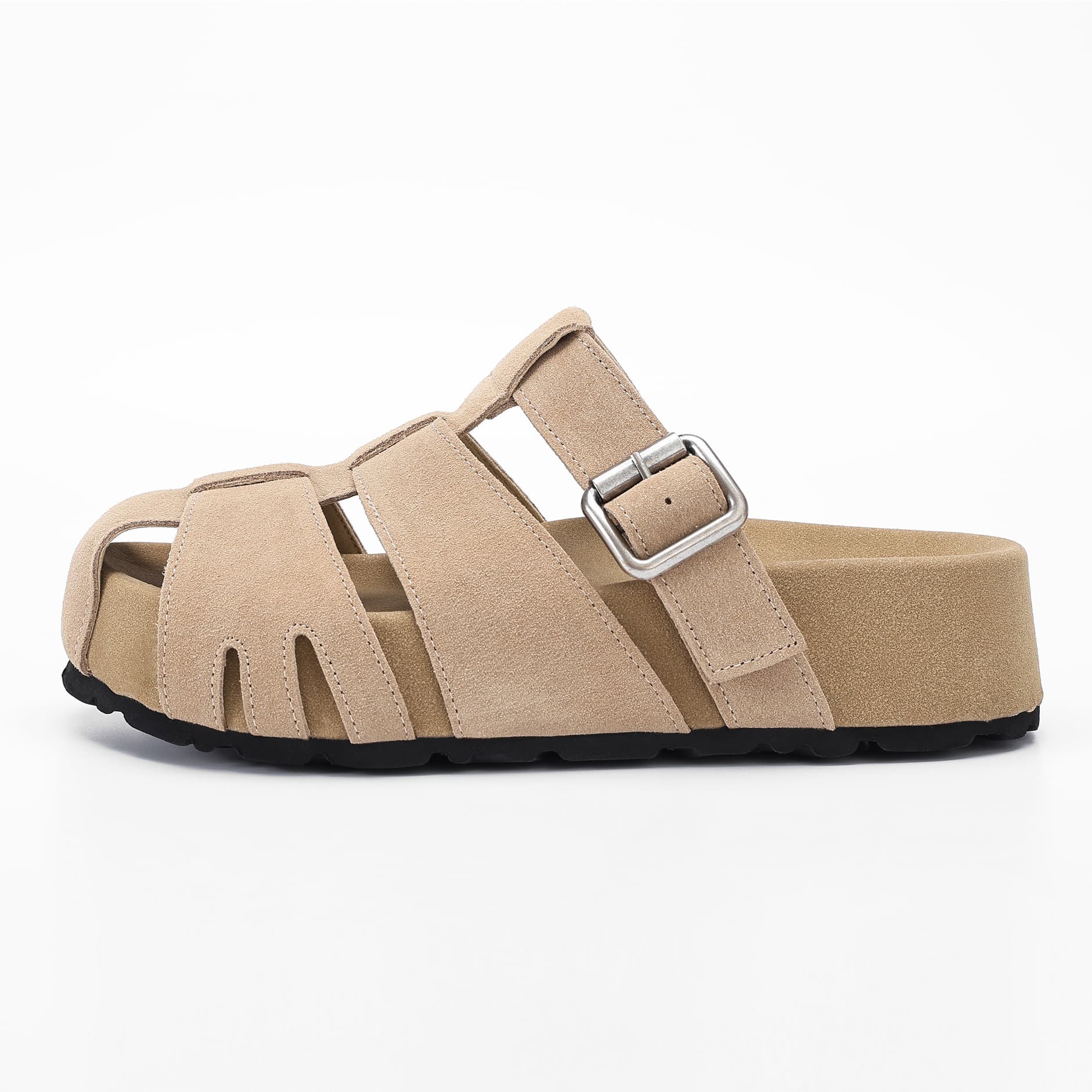 Woven Cow Suede Platform Footbed Sandals supporting product image 3
